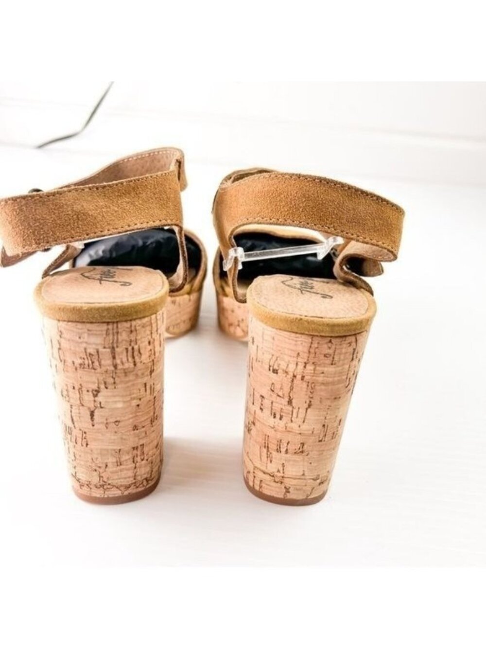 Free People Sandals womens 10  boho Tan Brooke Platform Suede Strap Block Sandal - Picture 8 of 13